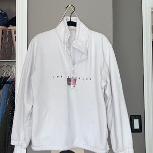 white brandy melville LA zip up